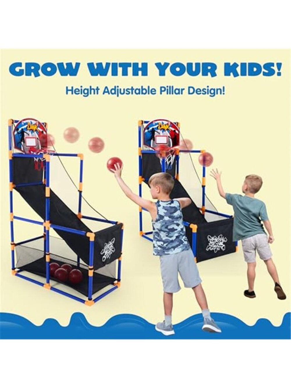 Arcade Basketball Game Set with 4 Balls and Hoop for Kids 3+ Years Old Indoor - Picture 3 of 6